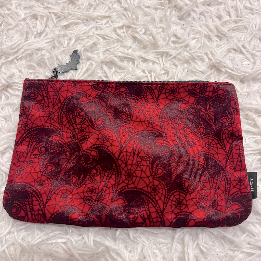Ipsy Glam Bag Make Up Bag Spider Webs Bat Zipper Pull Goth
